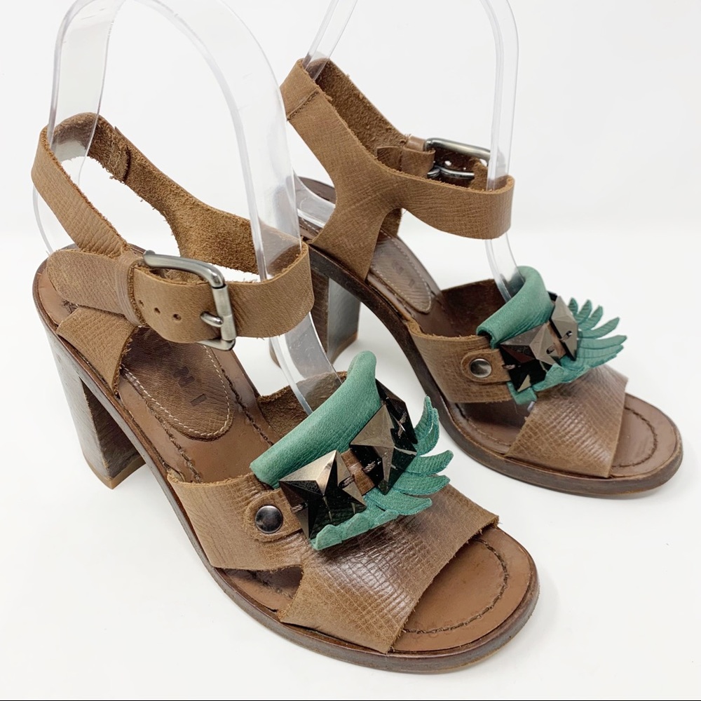 Marni Brown Leather Open Toe Heeled Sandals Sz 35